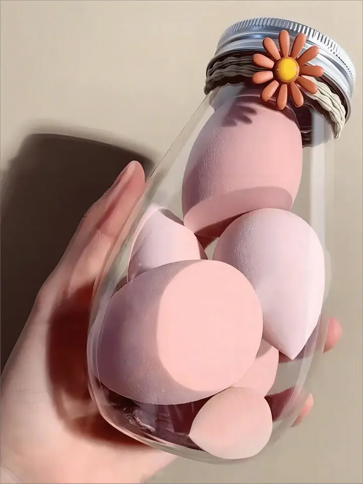 Picture of Sponges Makeup 6pcs Beauty Blender Makeup Puff Set With Bottle (Multicolor)
