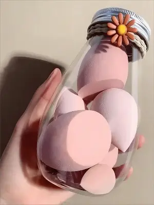 Picture of Sponges Makeup 6pcs Beauty Blender Makeup Puff Set With Bottle (Multicolor)