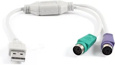 Picture of USB TO PS2  Keyboard Splitter Cable (White)