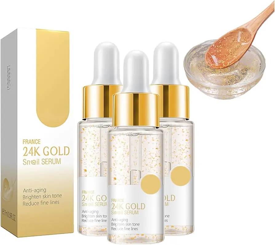 Picture of LAIKOU 24K Gold Snail Face Serum Anti-Aging Hyaluronic Acid Whitening Essence Nicotinamide Moisturizing Brighten Tighten Skin-17ml 