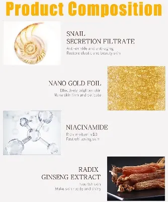 Picture of LAIKOU 24K Gold Snail Face Serum Anti-Aging Hyaluronic Acid Whitening Essence Nicotinamide Moisturizing Brighten Tighten Skin-17ml 