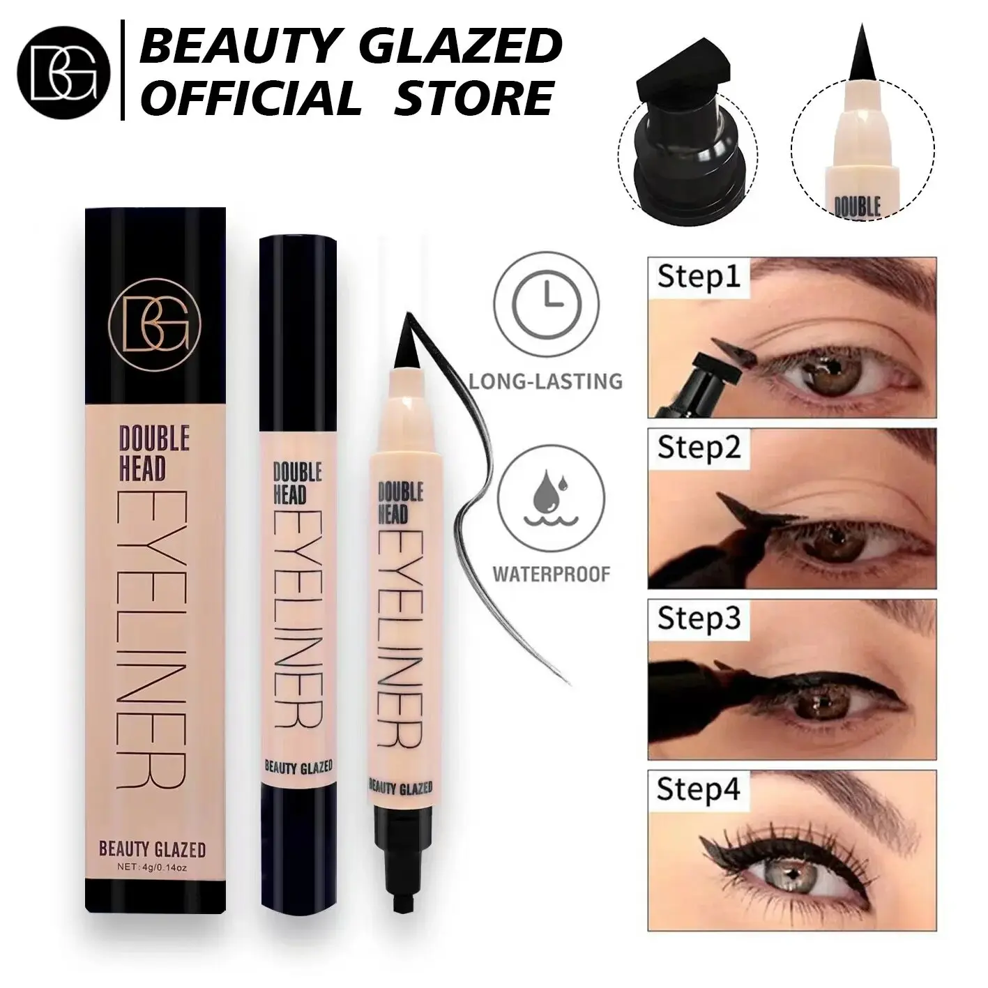 Picture of BEAUTY GLAZED Double Head Waterproof Eyeliner Stamp Pen 
