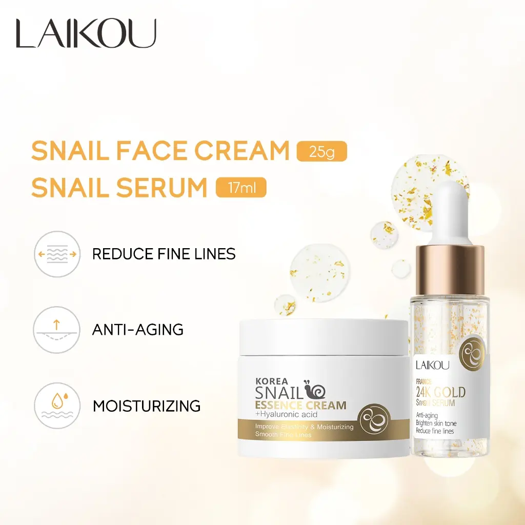 Picture of LAIKOU 24k Gold Snail Face Serum + Snail Extract Face Cream 25 gm [Combo] 