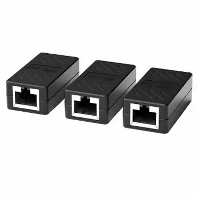 Picture of RJ45 Coupler, Network Coupler for Cat7/Cat6/Cat5e/cat5 Ethernet Cable Extender Connector - Female to Female, Black (3 pcs)