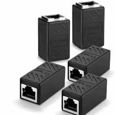 Picture of RJ45 Coupler, Network Coupler for Cat7/Cat6/Cat5e/cat5 Ethernet Cable Extender Connector - Female to Female, Black (5 pcs)