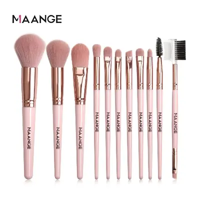 Picture of Maange Eye Brush Set -12 Pcs (Pink Colour) (Pink)