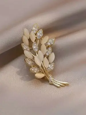 Picture of Rhinestone Decor Ear Of Wheat Design Brooch- Innovative Preferable - Low Hassle and Maintenance (Gold)