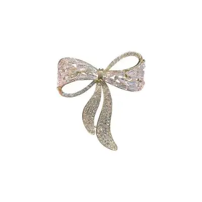 Picture of Bow Zircon Luxury Bow Brooch Hijab Safety Pin For Girls Women (Gold)
