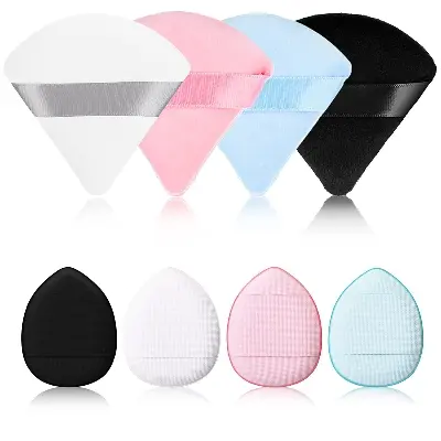 Picture of 4pcs/box Mini Powder Puff Set Finger Triangle Sizes Perfect for Face and Body - Loose Powder Blending Sponge (Multicolor)