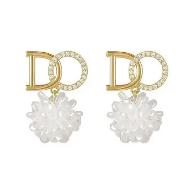 Picture of letter petals alloy diamond_earrings female silver needle flower pendant earrings 