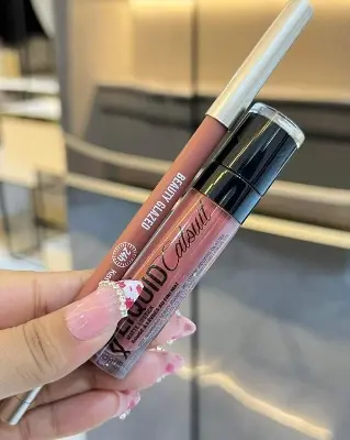 Picture of Beauty Glazed Waterproof Matte Lip Liner+ Wet N Wild Liquid Lipstick - Give Me Mocha (Combo) (26,Matte+Brown)