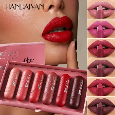 Picture of Handaiyan Mousse Matte Lipsticks Set 6 in 1 matte lipsticks (26,Multicolor)