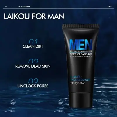 Picture of LAIKOU - Men's Exfoliating Facial Cleanser Natural Face Cleanser For Oily Acne Oil Control(50gm) 