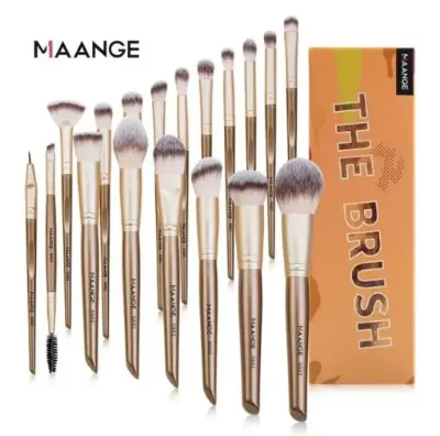 Picture of 18pcs The Brush Professional Makeup Brushes Set With Box (Gold)