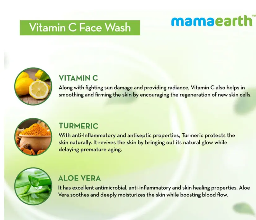 Picture of Mamaearth vitamin C face wash with vitamin C and turmeric for skin illumination (Multicolor,Fresh)