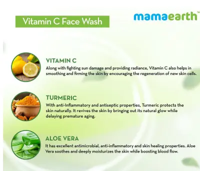 Picture of Mamaearth vitamin C face wash with vitamin C and turmeric for skin illumination (Multicolor,Fresh)