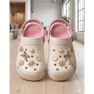 Picture of Premium Pink-Trim Floral Clogs | Casual Women Sandals