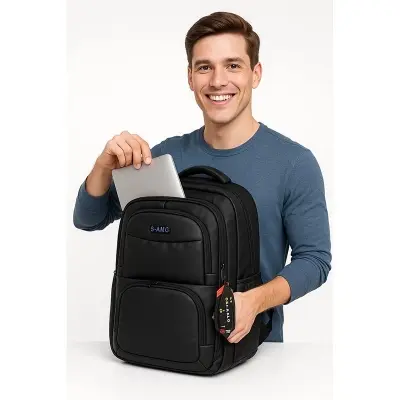 Picture of New Model Business Laptop Backpack | Premium Leather Finish Waterproof Office & Travel Bag | 15.6 Inch Anti-Theft College Bag for Men