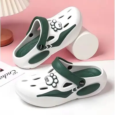 Picture of 1 Pair Men's Slip-On Clogs - Lightweight Cushioned Sole, Beige/Green/Black/White/Gray/Black Paw Print - All-Terrain Indoor/Outdoor Slippers for Beach, Pool,, Home - Easy On/Off Summer (No Laces)