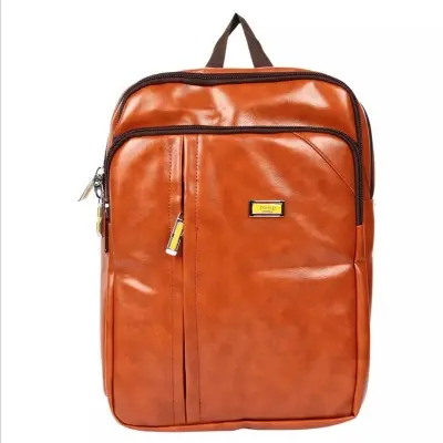 Picture of 🔥 Trendy CAT Backpack for Men - Stylish Checkered Design Laptop Bag | Durable PU Leather Office/College/University Bag | Chocolate Brown Color Backpack