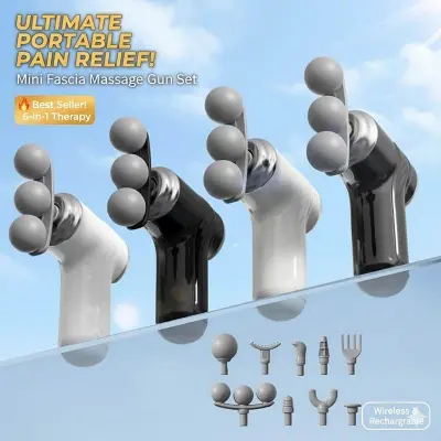 Picture of 🔥 6 Speed Pocket Fascia Massage Gun – 9 Interchangeable Heads | Deep Tissue Percussion | Full Body Pain Relief | Wireless & Rechargeable | Quiet Muscle Recovery for Athletes & Home