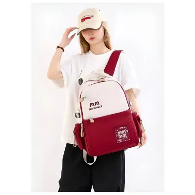 Picture of ZIRANUBACK Two-Tone Casual College Backpack | Fashionable Large Capacity School Bag for Teenagers (Girls & Boys) | Lightweight Travel & Laptop Bag