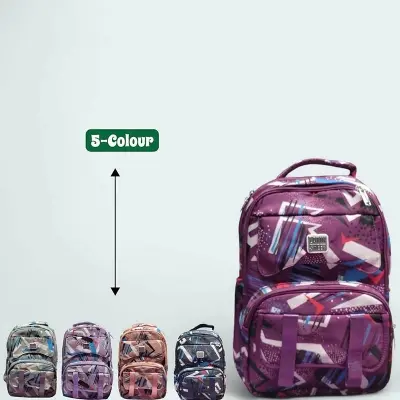 Picture of Girls Stylish Backpack (Korean Cute Print) | Waterproof School Bag for Kids & Teens | Large Capacity, Best Quality, Pink Purple Galaxy