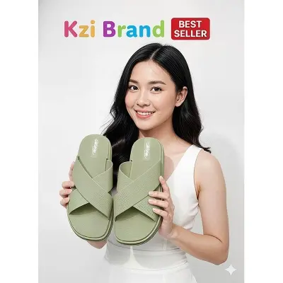 Picture of Kazi Brand Best Seller - Trendy Cross-Strap Flat Slides for Women | Soft Comfortable Platform Slippers | Fashionable Beach & Home Sandals |