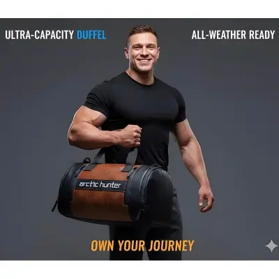 Picture of Arctic Hunter 4-in-1 Waterproof Duffel Gym Bag for Men with Separate Shoe Compartment | Small to Large Capacity Leather Travel Sports Bag - 🔥 Best for Fitness & Weekend Trip | Premium Quality