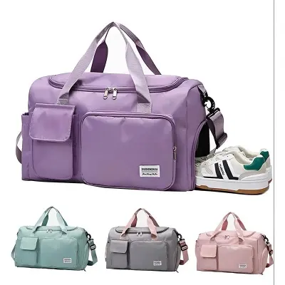 Picture of Premium Large Capacity Travel & Gym Duffel: The Ultimate Waterproof Bag with Smart Shoe & Wet Pockets (Purple & Pink Edition)