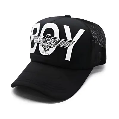 Picture of Trendy Marshmello & BOY Eagle Logo Black Trucker Cap Collection – Stylish Half Mesh Hat