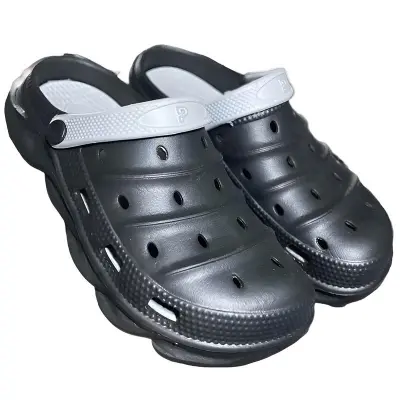 Picture of Mens New Comfortable EVA Rubber Beach Crocs Clogs Sandal Shoes Balck & Blue  Color