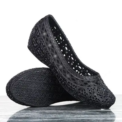 Picture of Pump shoe for women | HIR-57 | Black Wedged peep toe sandal for girls Heel shoe for women shoe for girls Balck Color