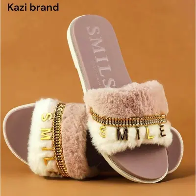 Picture of Flat Slipper for girls New collection Winter slipper for women Room Slipper house slipper wool slipper New premium winter Slippers for woman Color: Blue, Pink, Black