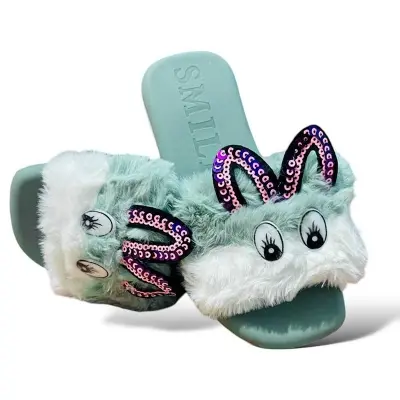 Picture of Children Winter Soft Plush Fluffy Slippers Home Kids Girls Boys Flat Warm Room Cute House Fur Slippers Toddler Indoor Shoes wool slippers
