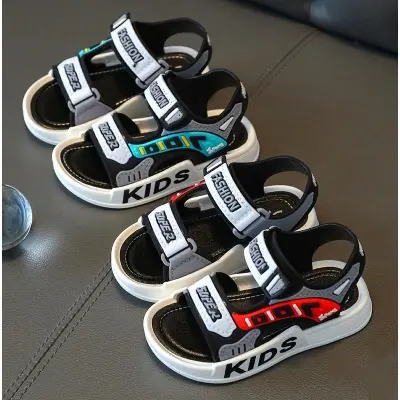 Picture of Kids Sports Casual Student Pvc Sandals Soft Non-slip Fashion Wild New Summer Children Beach Sandals For Boys And Girls Soft Toddler kids sandal Red Blue Black EUR 21-30