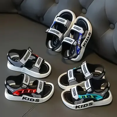 Picture of Kids Sports Casual Student Pvc Sandals Soft Non-slip Fashion Wild New Summer Children Beach Sandals For Boys And Girls Soft Toddler kids sandal Red Blue Black EUR 21-30