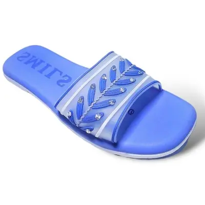 Picture of Womens Viral Flat Regular 334 Shoes New Fashionable Woman Flat Slipper Sandals New Premium Sandal for Girls | Trending Slippers For woman Pink, Blue & Green color