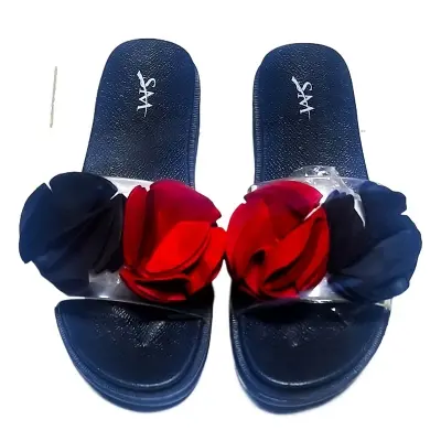 Picture of Trendy Floral Slider Sandals for Women & Girls - Fancy Transparent Strap PVC Flower Slippers