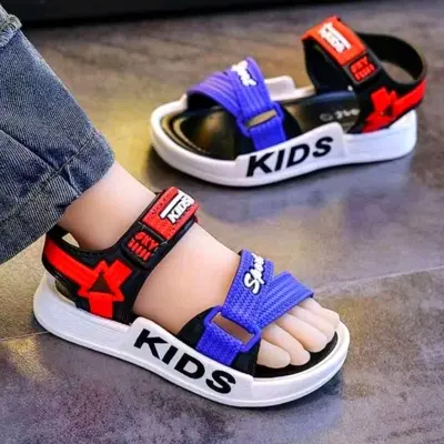 Picture of Kids Sports Casual Student Pvc Sandals Soft Non-slip Fashion Wild New Summer Children Beach Sandals For Boys And Girls Soft Toddler kids sandal Red Blue Black EUR 21-30