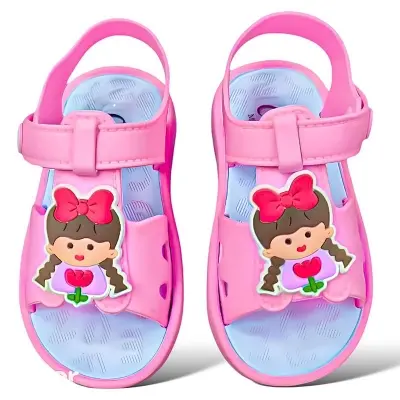 Picture of 0-3 Year’s Children's Flip Flops Girls' New Stylish Cartoon Girls' Non-Slip Soft Bottom Indoor Bathroom Baby Beach Slippers Blue & Pink