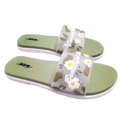 Picture of Original China Rubber Soft Flat Sandal For Woman Blue Green black