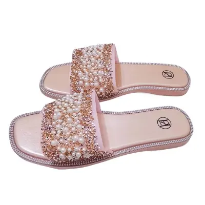 Picture of Slippers For Girls | Sandals for girls with stones | Fashionable | Stylish | Comfortable | Super soft | Super | lightweight | Anti-slip sole | Casual wear slippers for women | Girls Slide Sandal Slippers