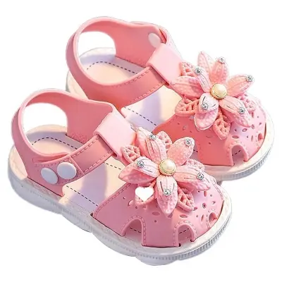 Picture of toddler girls sandals,toddler kids sandals stylish comfortable toddler baby girls bow open toe sandals soft sole princess shoes sandals pink 6-9 months white