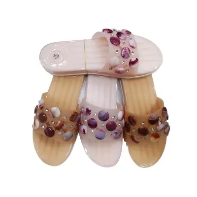 Picture of stylish flat comforting Rubber sandal for women | China flat shoes new premier sandal for Woman | flat regular
fashionable slipper sandal ladies\women- pink & orange