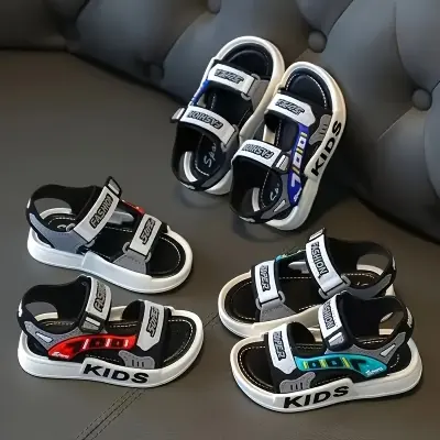 Picture of Kids Sports Casual Student Pvc Sandals Soft Non-slip Fashion Wild New Summer Children Beach Sandals For Boys And Girls Soft Toddler kids sandal Red Blue Black EUR 21-30