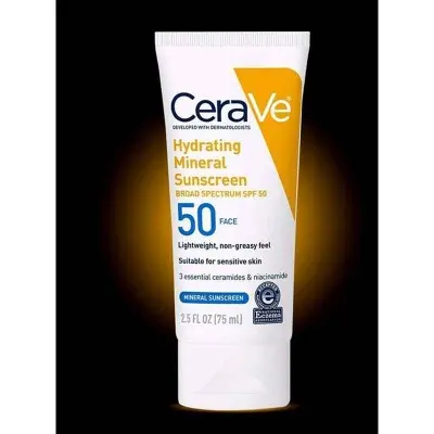 Picture of Cerave Hydrating Mineral Sunscreen SPF 50 Face for Senseitive Skin 75ml