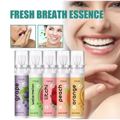 Picture of Oral Fresh Spray Mouth Freshener 6 Smell Fresh Breath Mouth Fruit Litchi Peach Grape Flavor Persistent Portable Oral Care