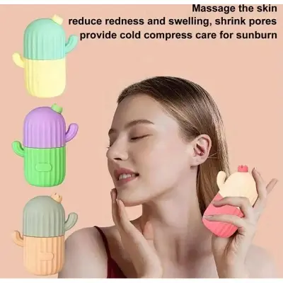 Picture of Cactus Shape Ice Roller For Face Reusable Ice Face Massager For Women Girl Eliminate Facial Puffiness In The Morning Easy To Use (Next lavel cosmic)