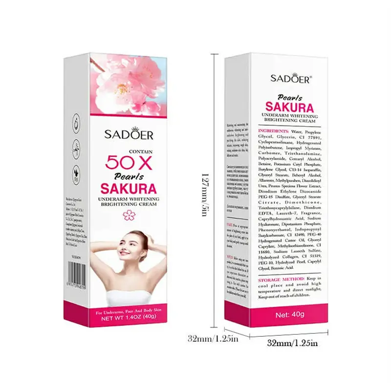 Picture of SADOER 50x Pearls Sakura Underarm Whitening Cream Body Lotion Pearl Moisturizer - 40g